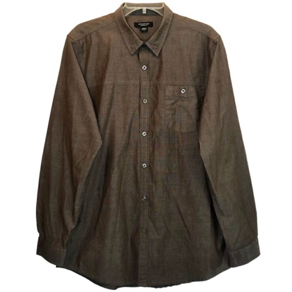 Structure Modern Fit Long Sleeve Button Down in Brown Men’s Large